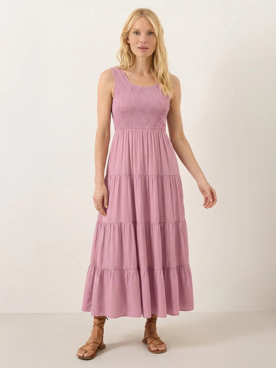 Smocked Sleeveless Maxi Dress
