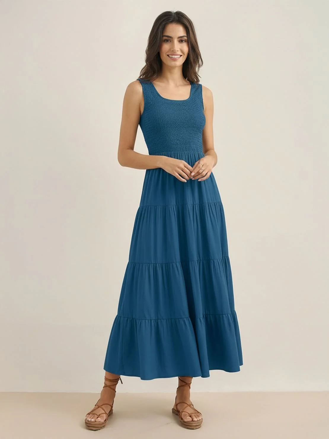 Smocked Sleeveless Maxi Dress - Image 41