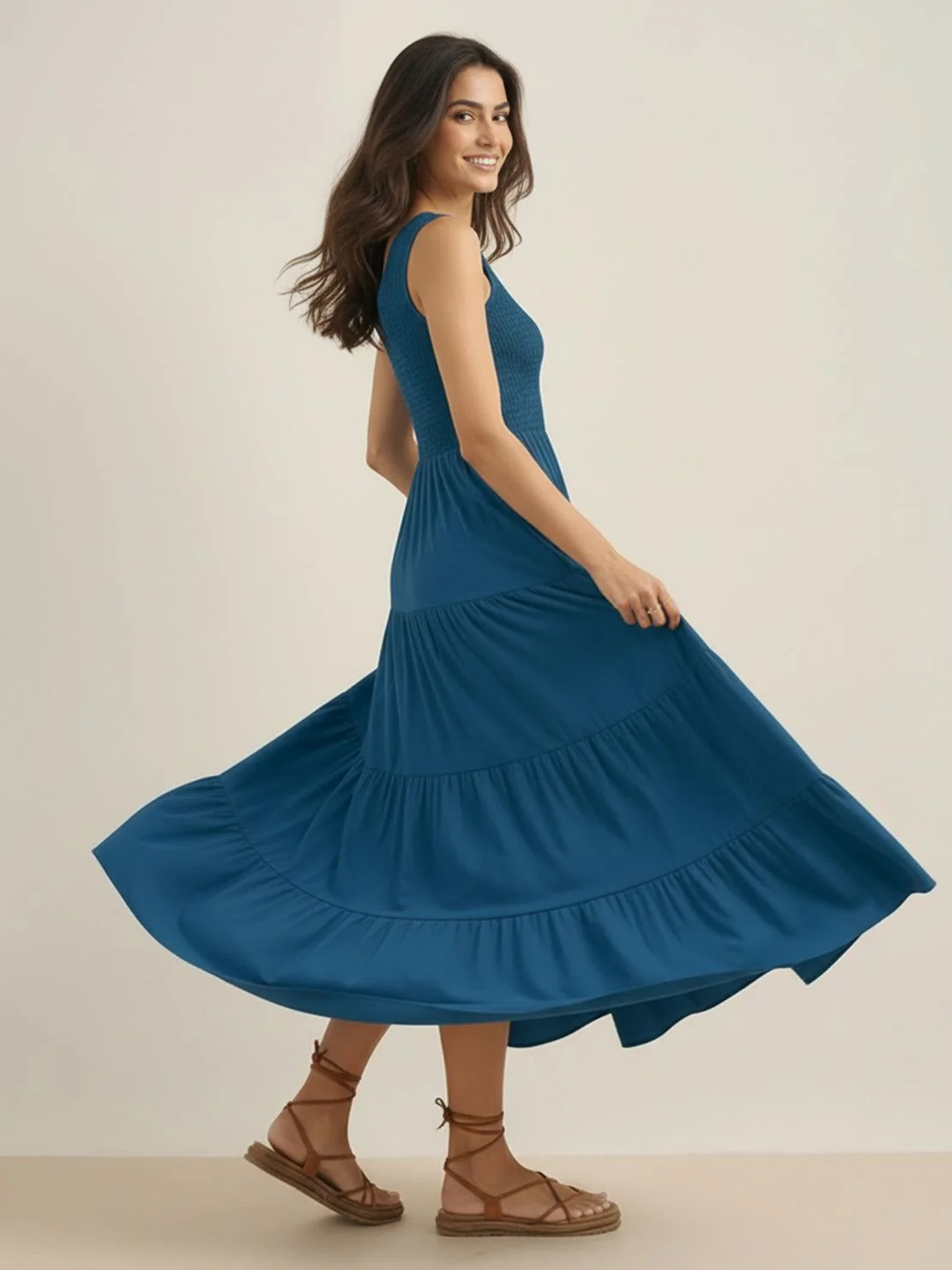 Smocked Sleeveless Maxi Dress - Image 42