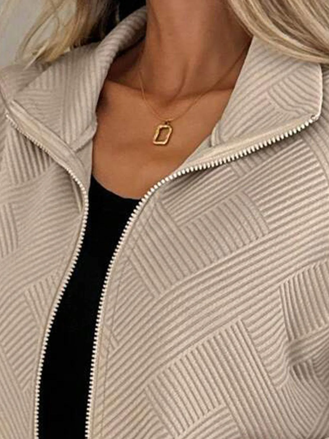Textured Baseball Jacket - Image 5