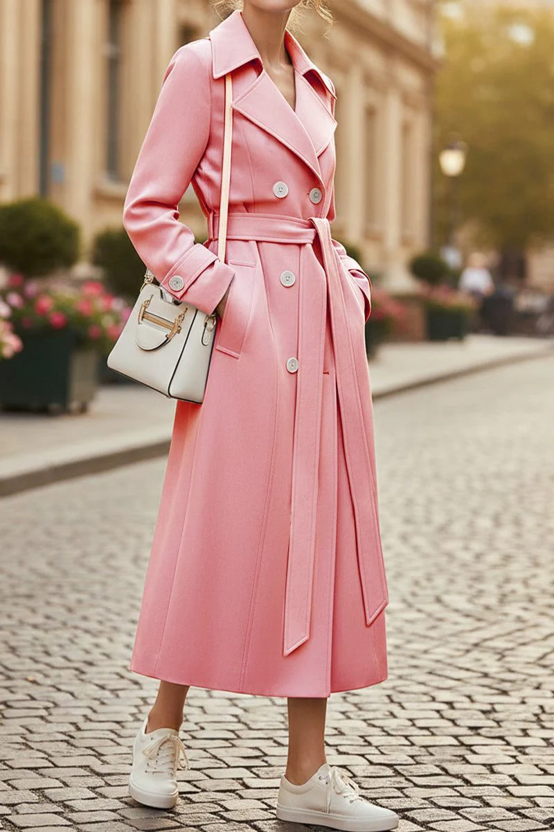 Timeless Retro Belted Trench Coat - Image 13
