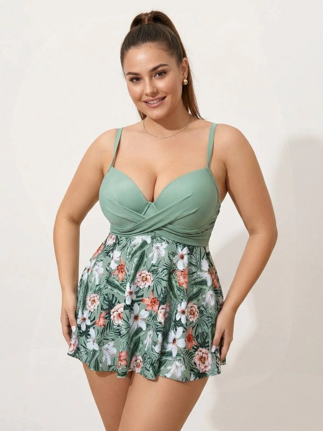 Tropical Crossover Skirted Swimwear