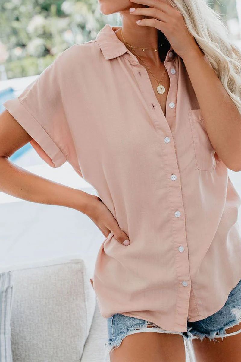 V-Neck Collared Button Blouse - Image 12