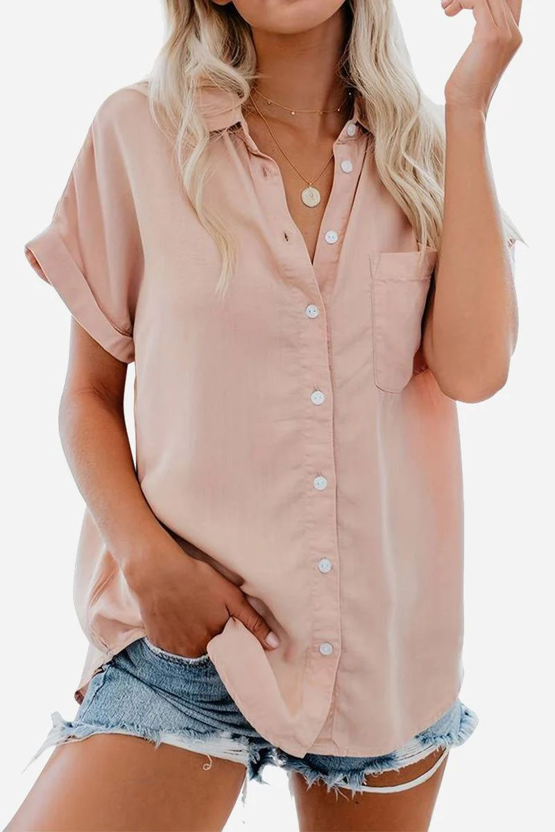 V-Neck Collared Button Blouse - Image 9