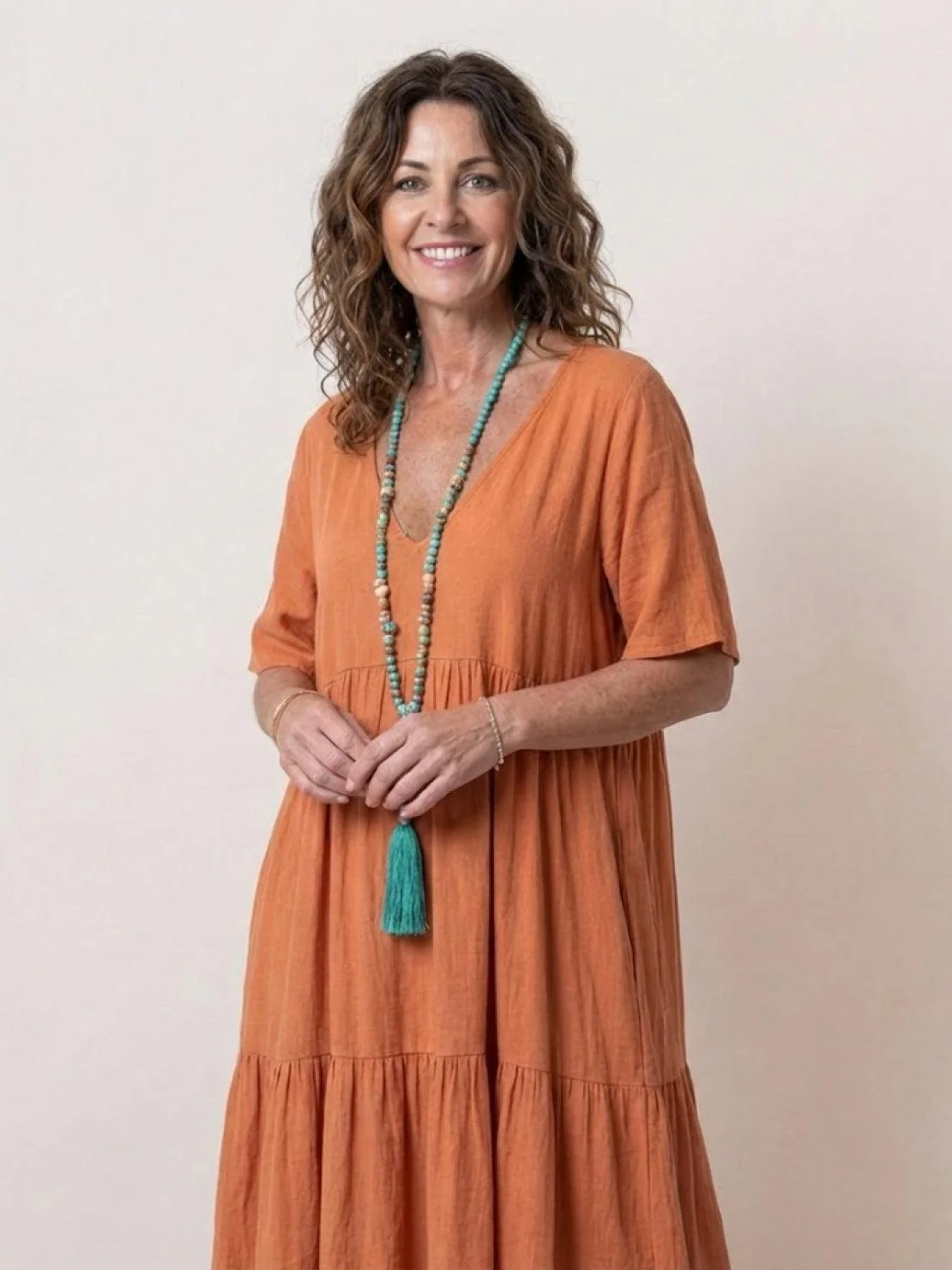 V-neck Two-Tiered Maxi Swing Dress - Image 5