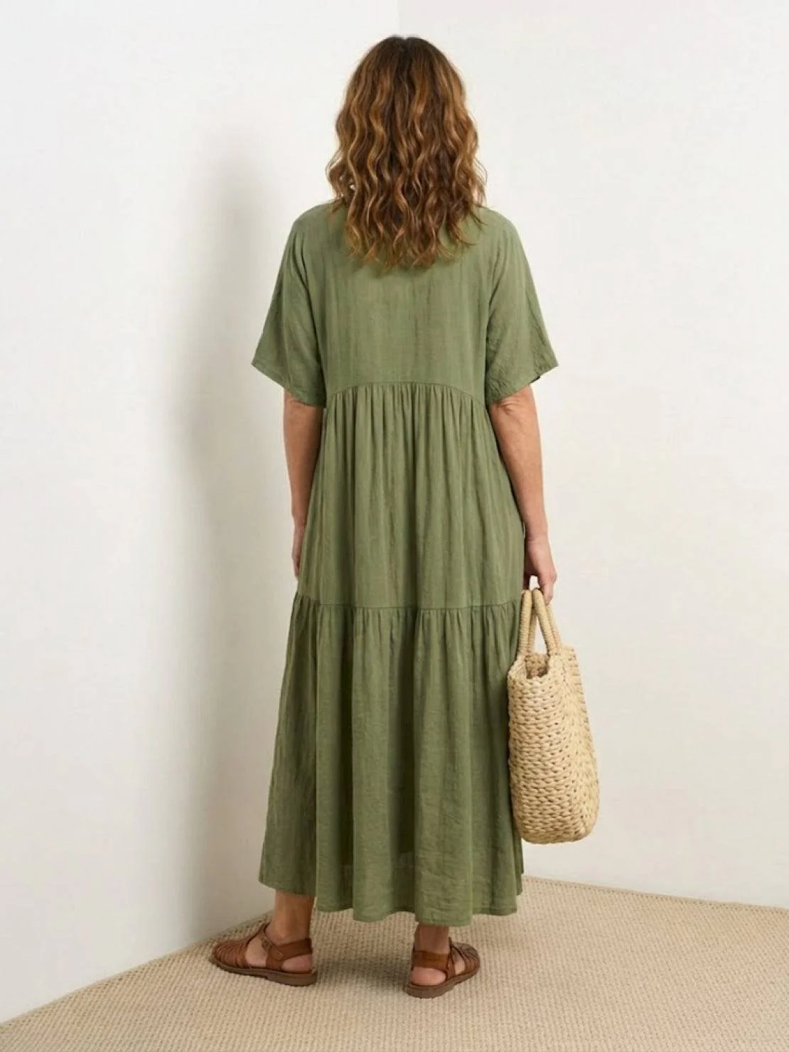V-neck Two-Tiered Maxi Swing Dress - Image 9