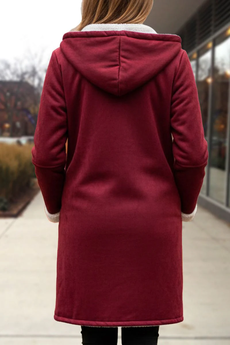Warm Toggle Button Hooded Coat - Image 2