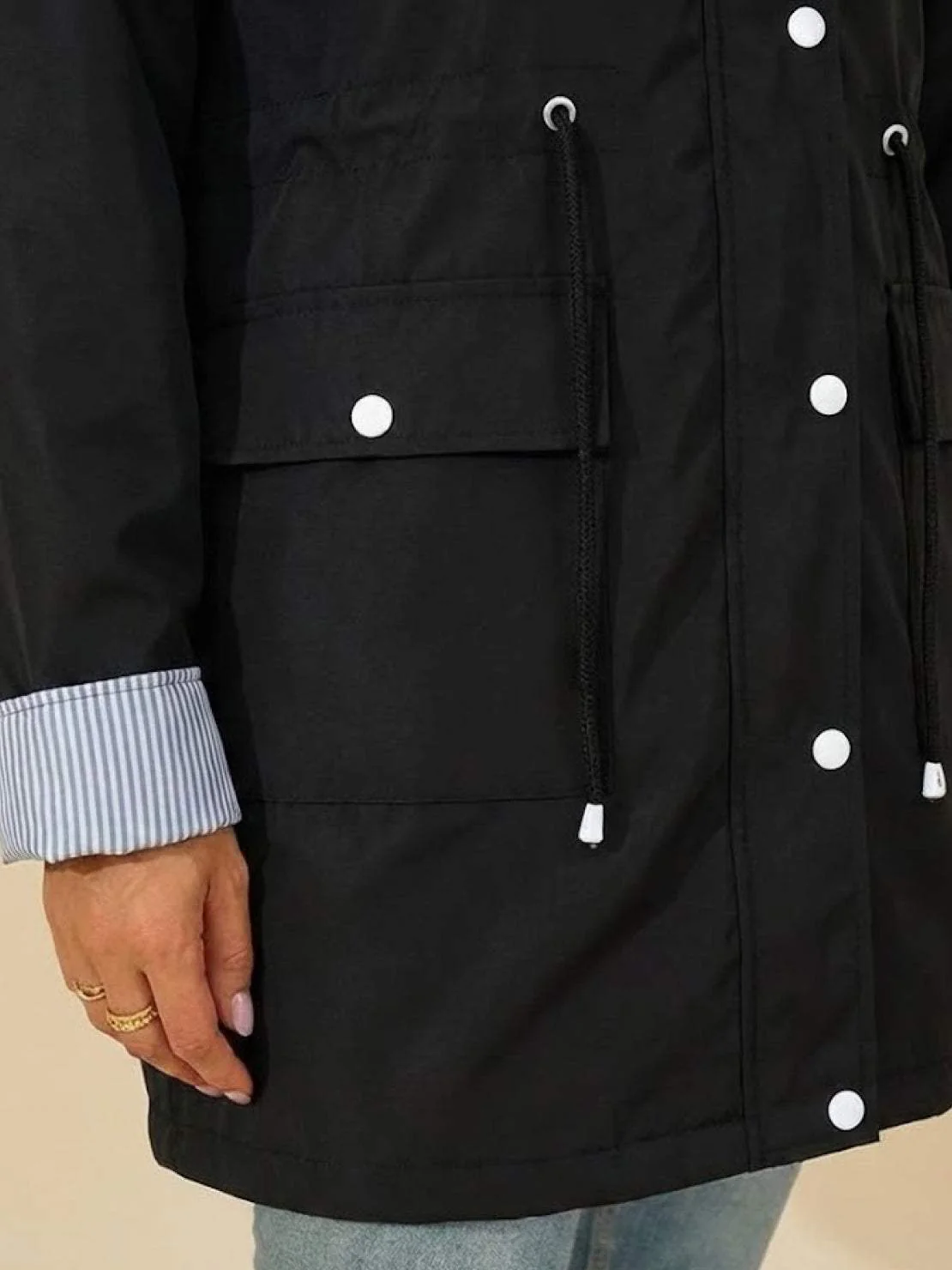 Water Resistant Hooded Striped Windbreaker Rain Jacket - Image 12