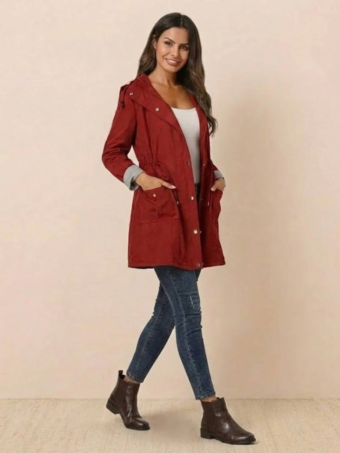 Water Resistant Hooded Striped Windbreaker Rain Jacket - Image 14