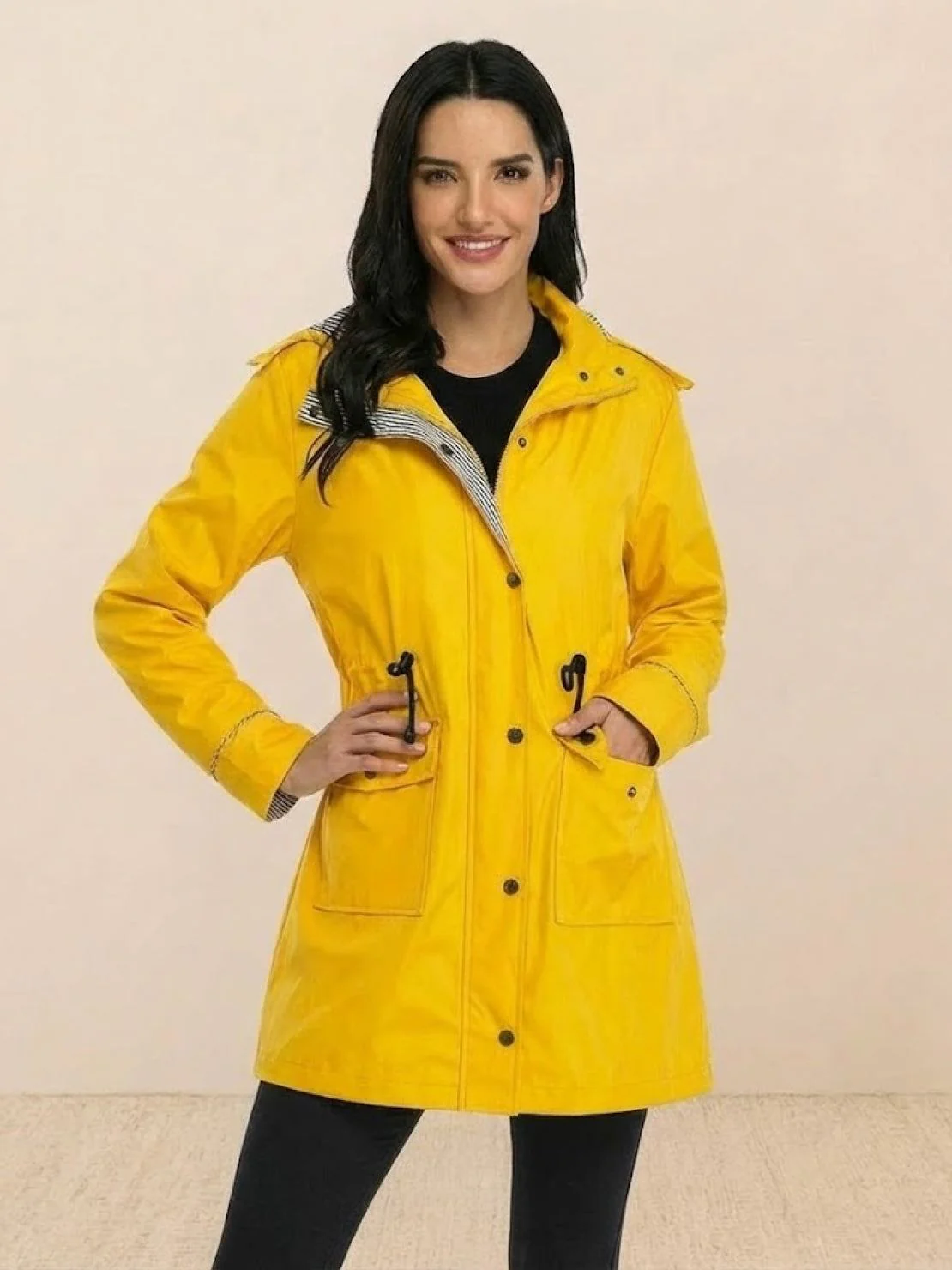 Water Resistant Hooded Striped Windbreaker Rain Jacket - Image 19