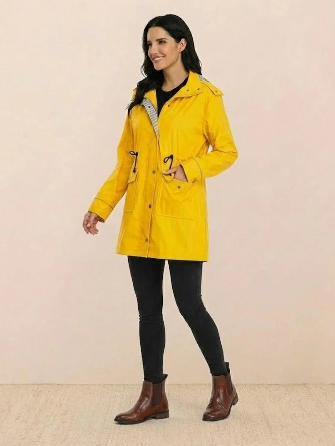 Water Resistant Hooded Striped Windbreaker Rain Jacket - Image 20