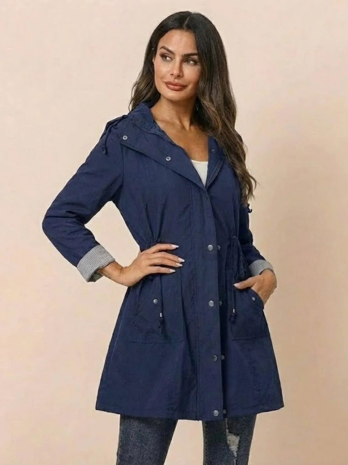 Water Resistant Hooded Striped Windbreaker Rain Jacket - Image 25