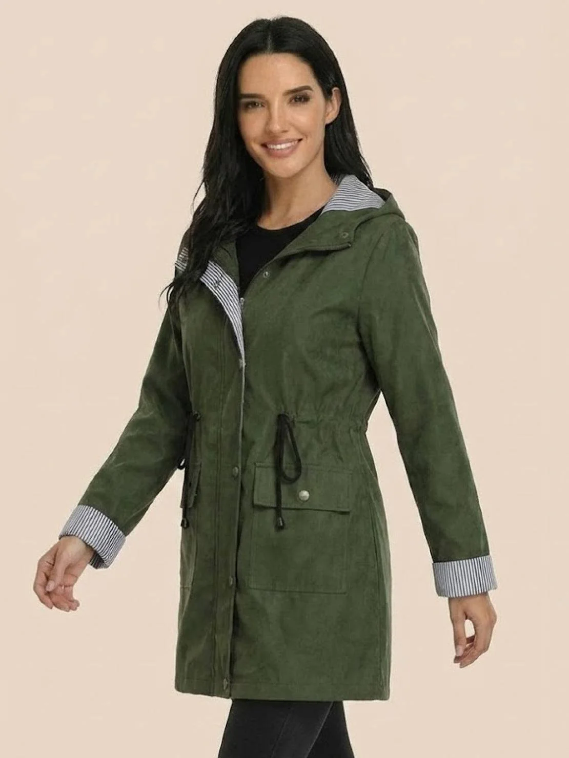Water Resistant Hooded Striped Windbreaker Rain Jacket - Image 31