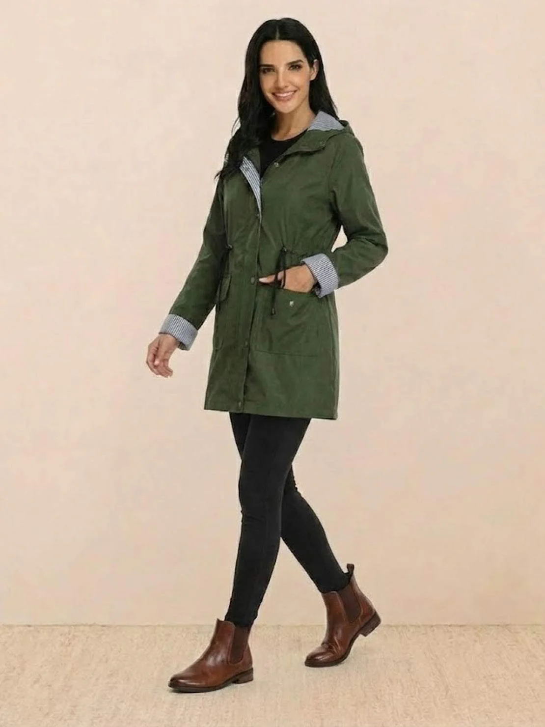 Water Resistant Hooded Striped Windbreaker Rain Jacket - Image 32