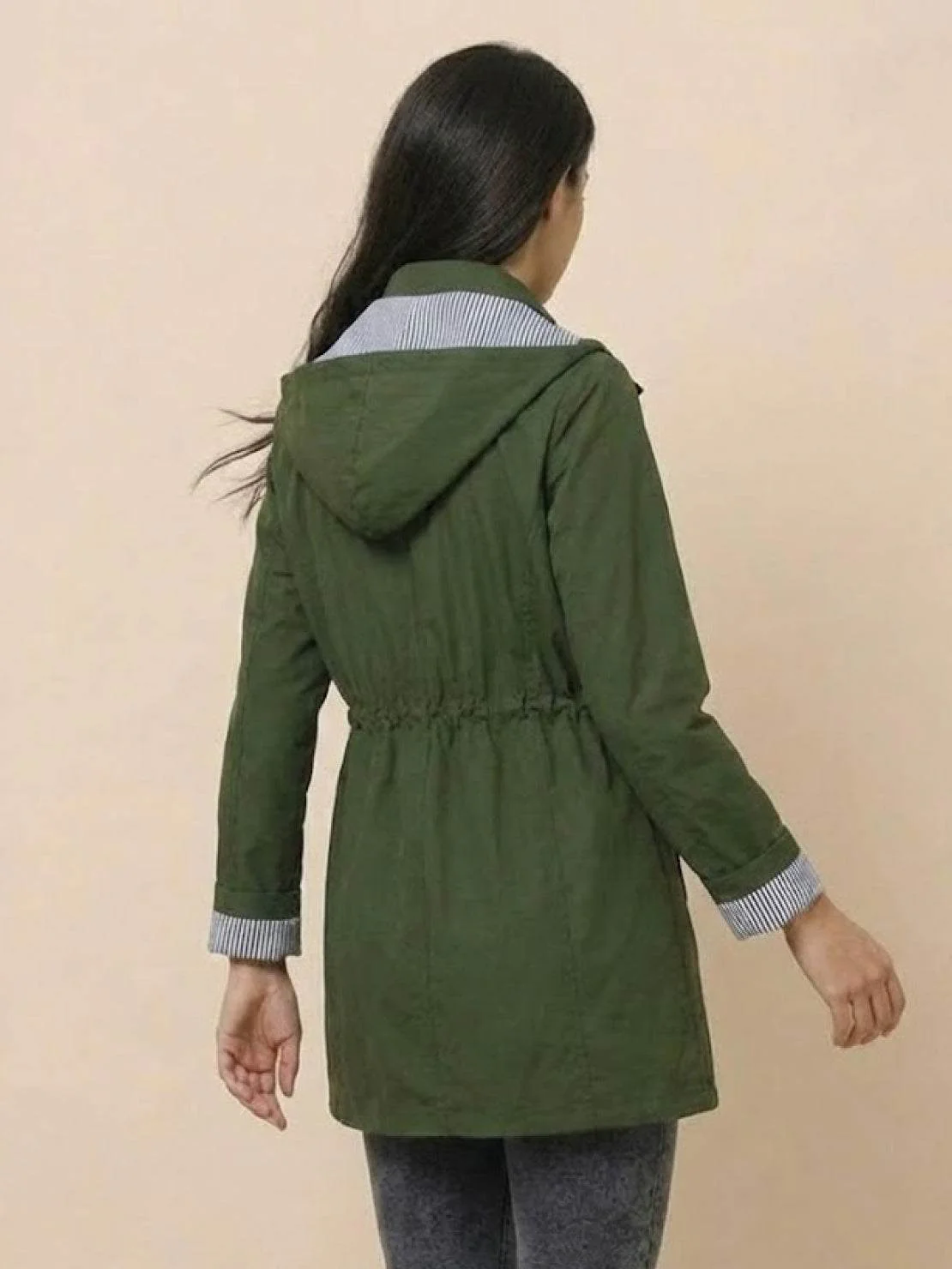 Water Resistant Hooded Striped Windbreaker Rain Jacket - Image 34