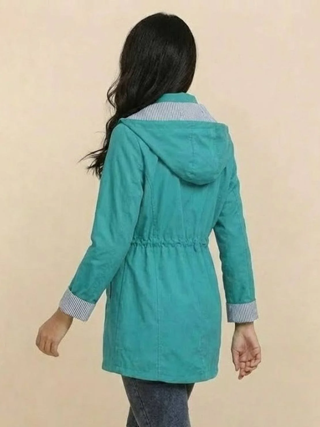 Water Resistant Hooded Striped Windbreaker Rain Jacket - Image 40