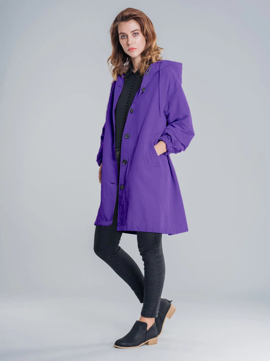 Water Resistant Oversized Hooded Windbreaker Rain Jacket - Image 25