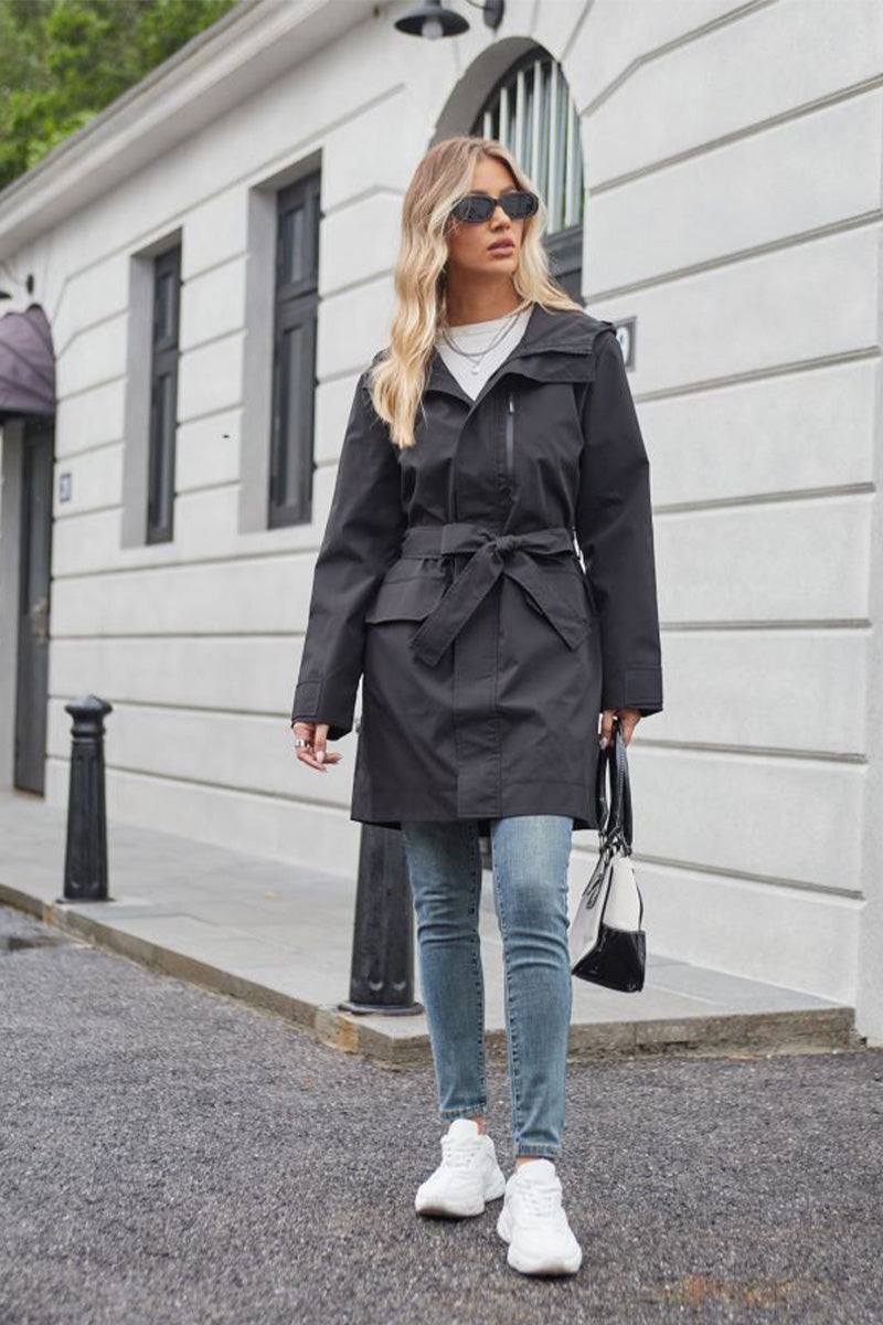 Water-Resistant Windbreaker Trench Jacket - Image 13