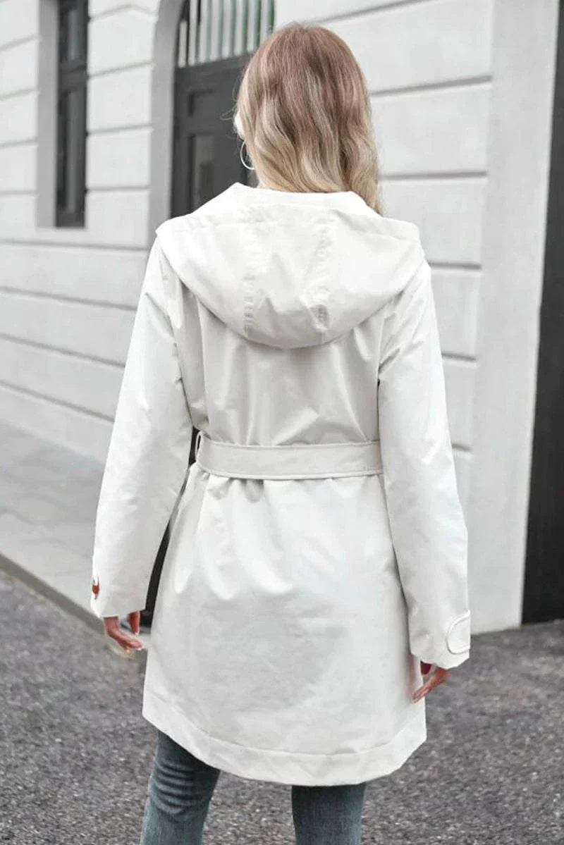 Water-Resistant Windbreaker Trench Jacket - Image 3
