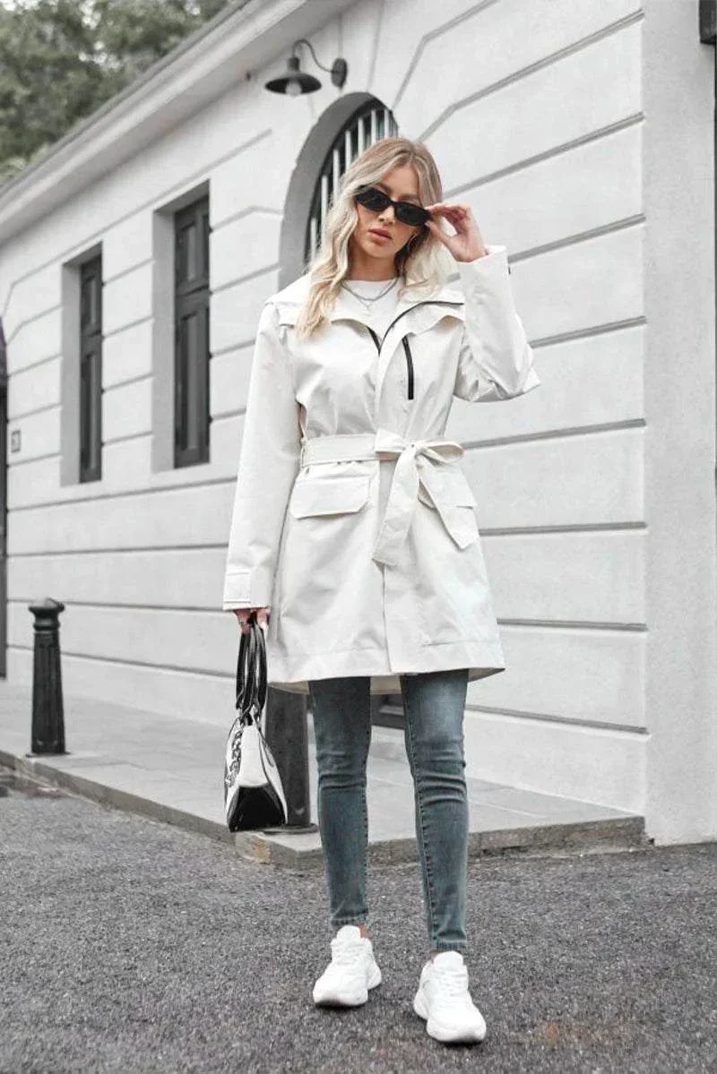 Water-Resistant Windbreaker Trench Jacket - Image 5