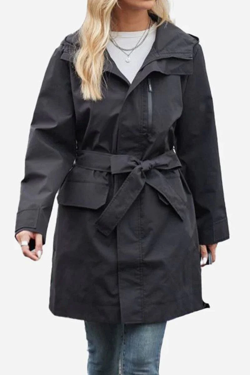 Water-Resistant Windbreaker Trench Jacket - Image 8
