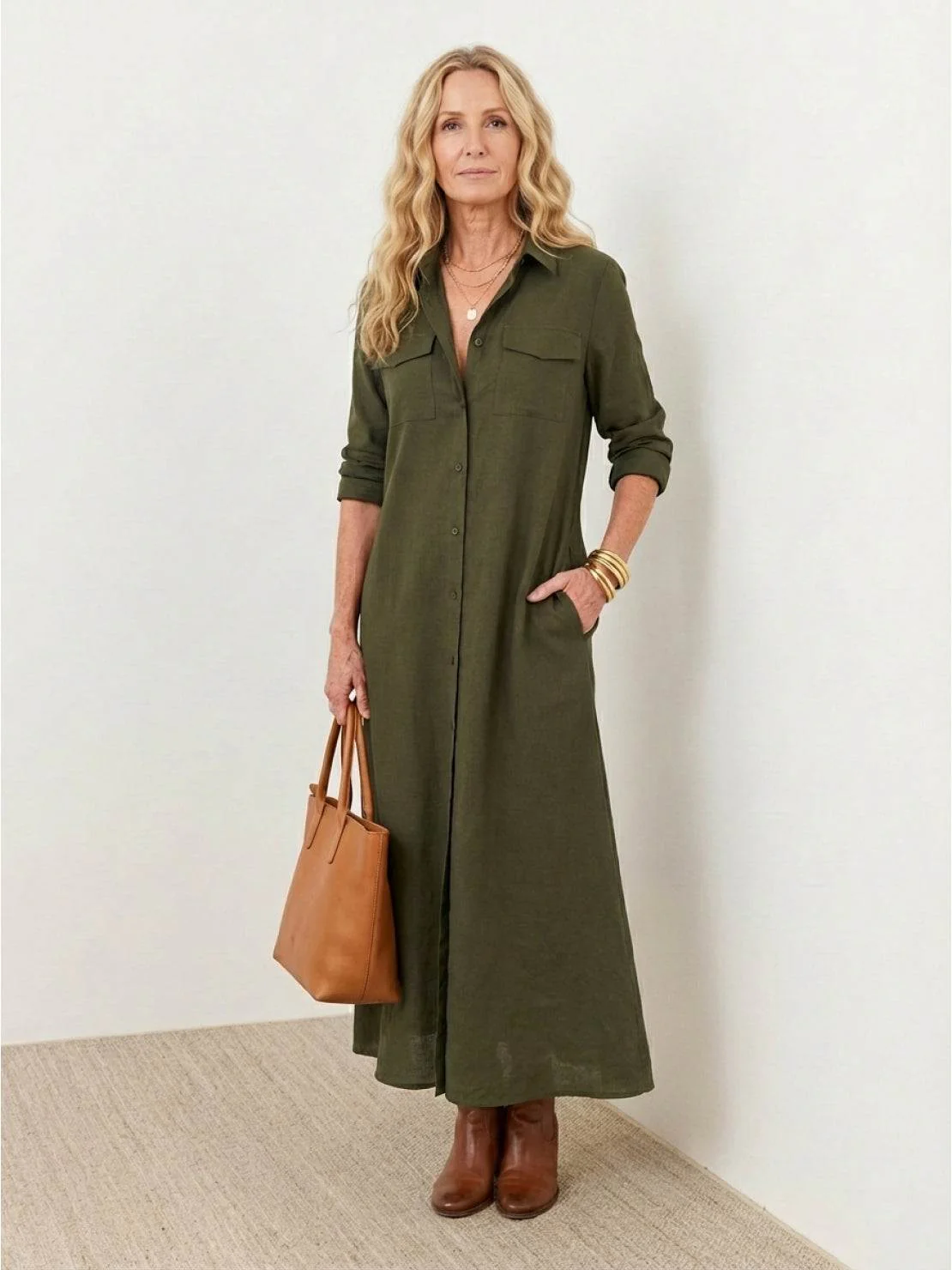 Wrinkle-Free Button-Down Dress - Image 7