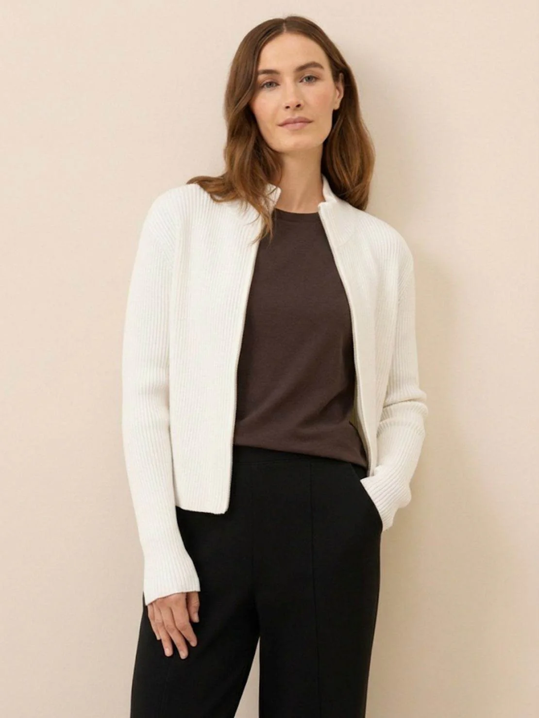 Zip-Up Knit Cardigan Jacket - Image 12