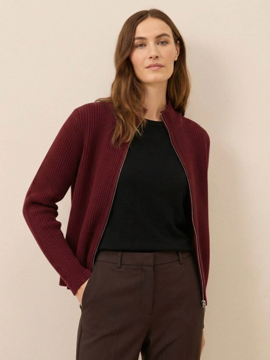 Zip-Up Knit Cardigan Jacket - Image 19