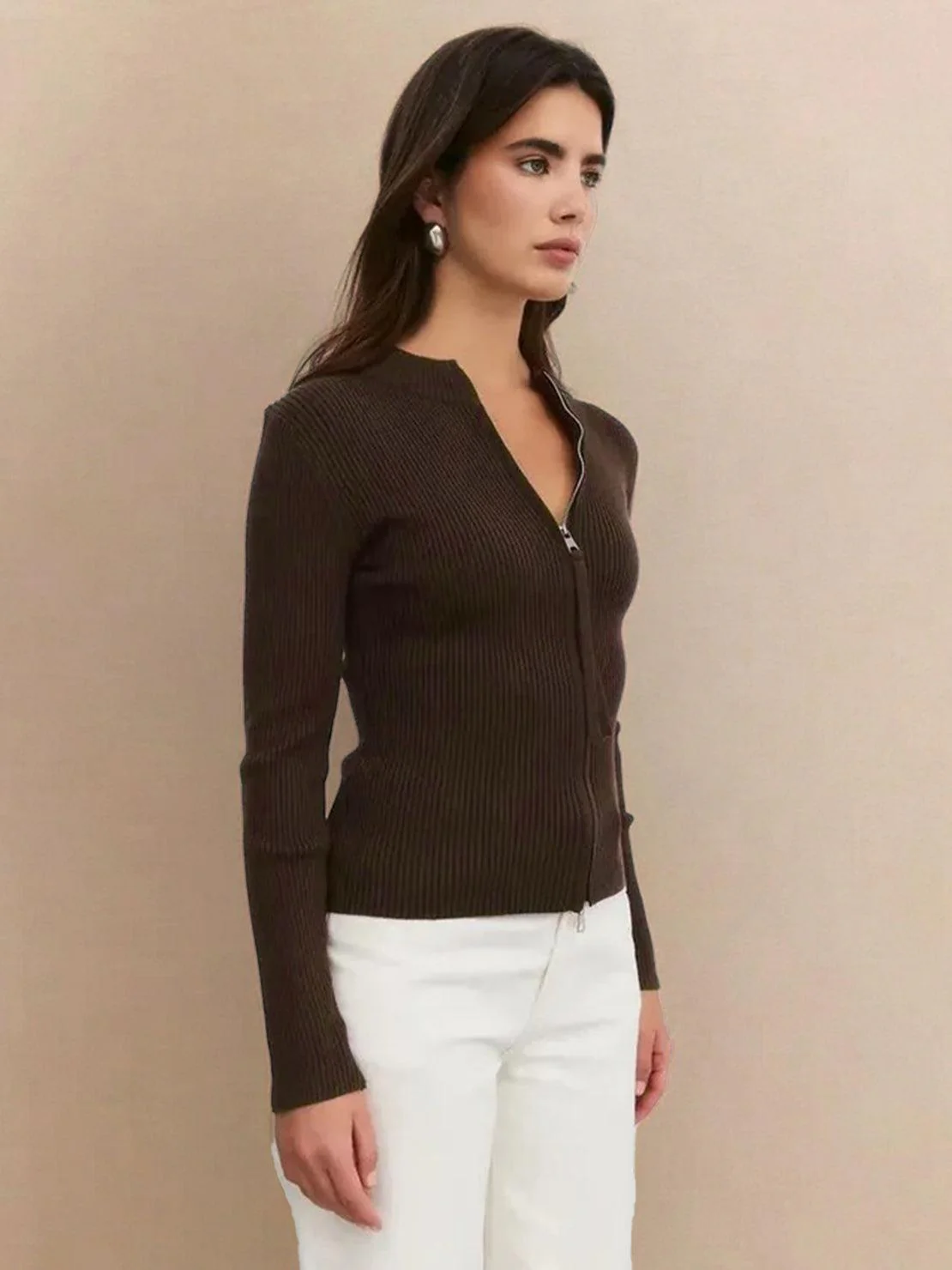 Zip-Up Knit Cardigan Jacket - Image 23