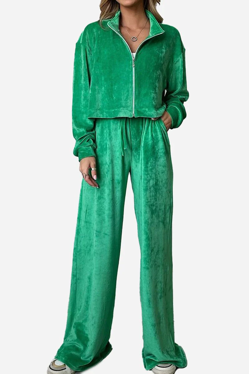 Zip Up + Wide Leg Pants Leisure Two-Piece Co-ord - Image 16